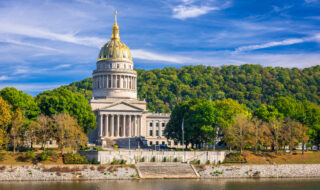 West Virginia State Capitol On The Kanawha River In Charleston